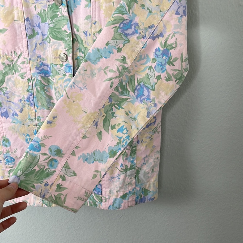 Denim&Co. Pastel Floral Denim Jacket - Picture 3 of 6